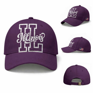 Illinois Sports Fan Baseball Cap Varsity Aesthetic IL State Pride TS11 Baseball Cap Universal Fit Purple Print Your Wear