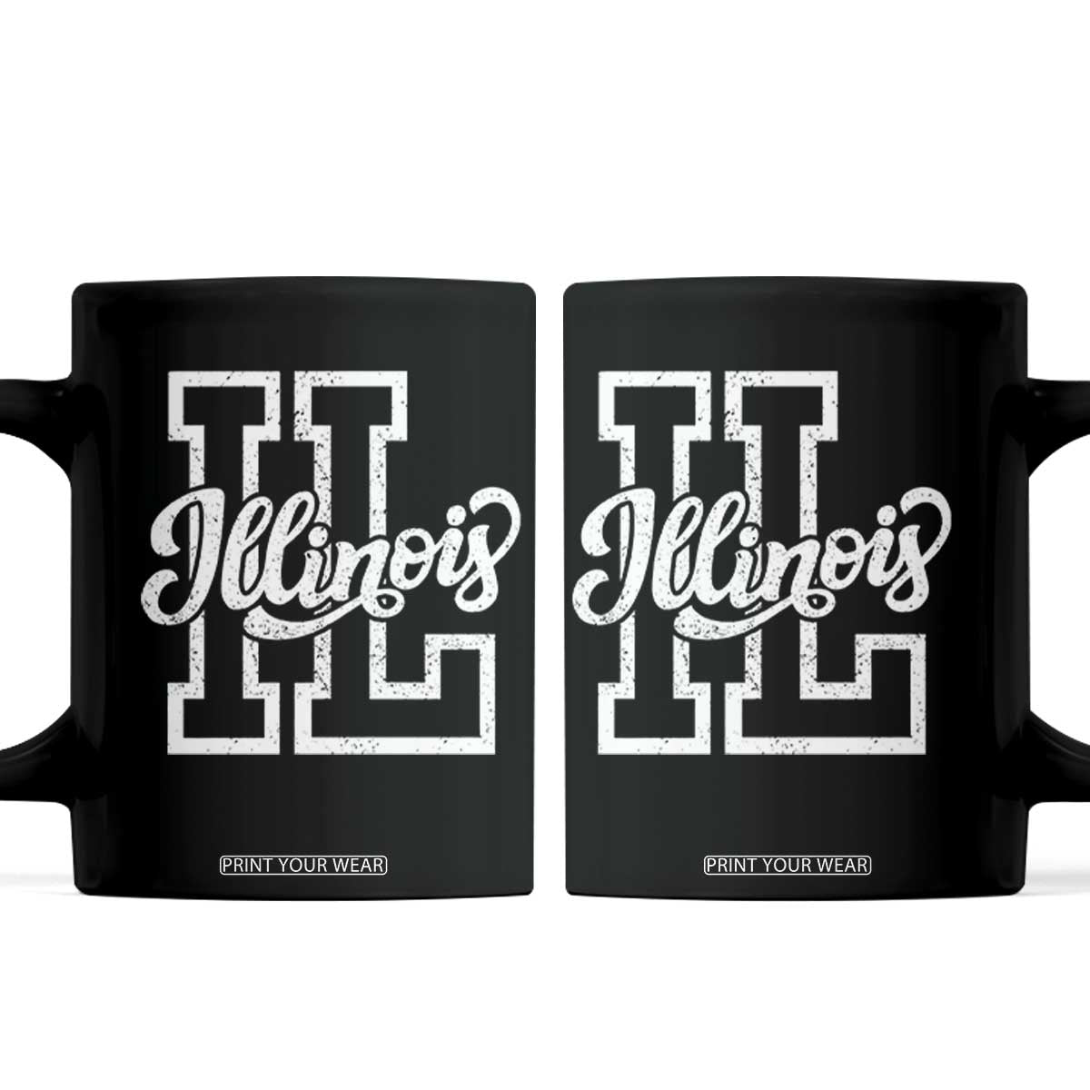 Illinois Sports Fan Coffee Mug Varsity Aesthetic IL State Pride TS11 Black Print Your Wear