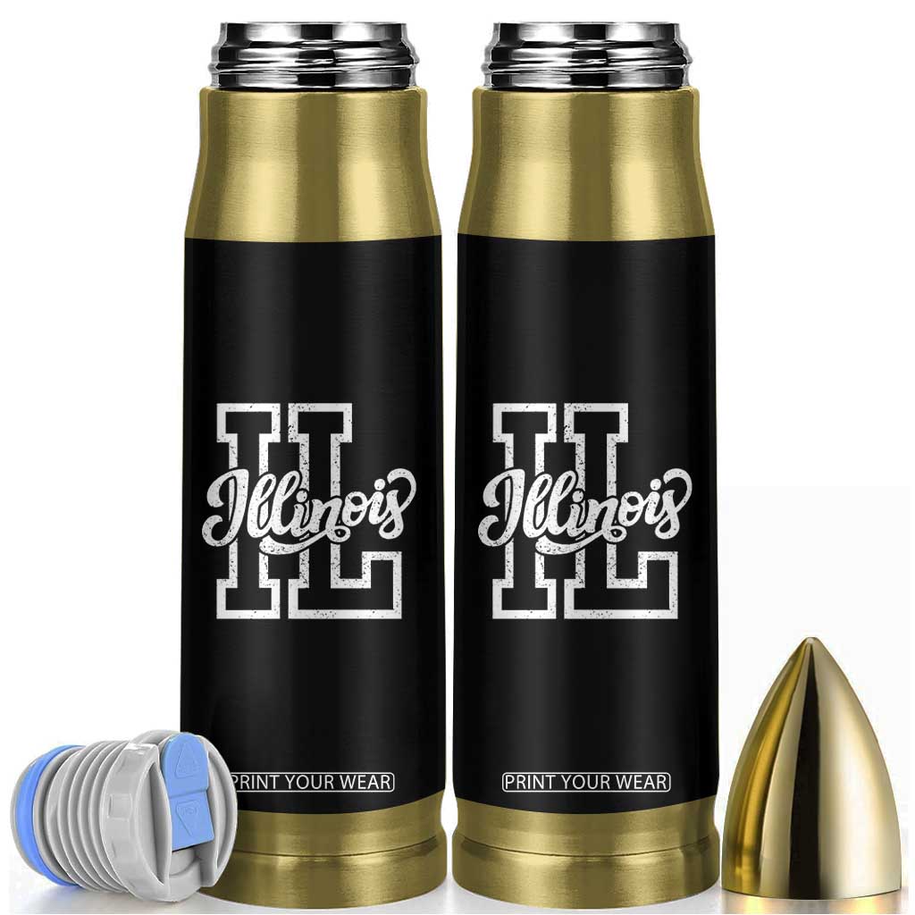 Illinois Sports Fan Bullet Tumbler Varsity Aesthetic IL State Pride TS11 Black Print Your Wear