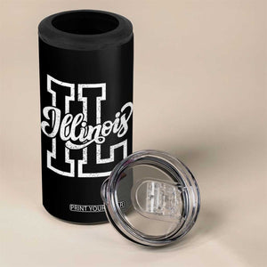 Illinois Sports Fan 4 in 1 Can Cooler Tumbler Varsity Aesthetic IL State Pride TS11 Print Your Wear