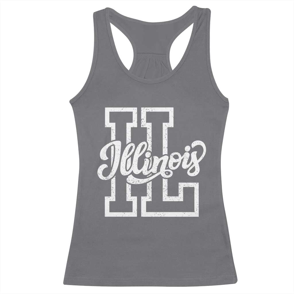 Illinois Sports Fan Racerback Tank Top Varsity Aesthetic IL State Pride TS11 Charcoal Print Your Wear