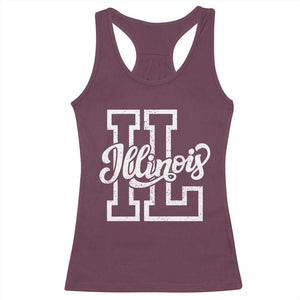 Illinois Sports Fan Racerback Tank Top Varsity Aesthetic IL State Pride TS11 Maroon Print Your Wear