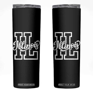 Illinois Sports Fan Skinny Tumbler Varsity Aesthetic IL State Pride TS11 Black Print Your Wear