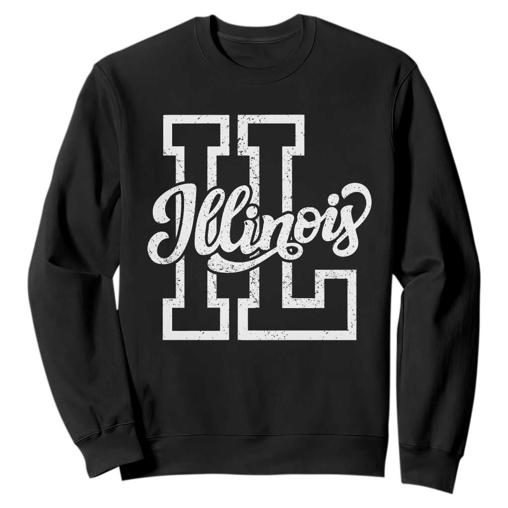 Illinois Sports Fan Sweatshirt Varsity Aesthetic IL State Pride TS11 Black Print Your Wear