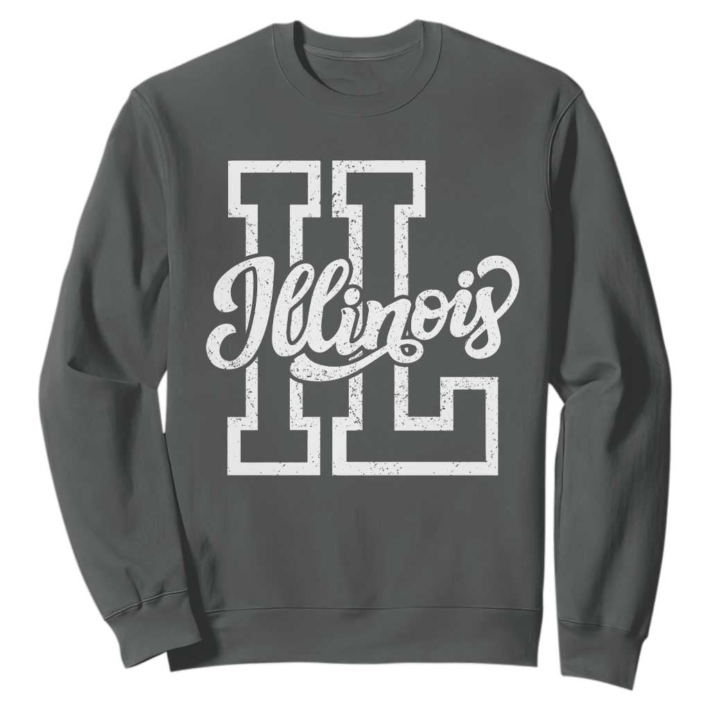 Illinois Sports Fan Sweatshirt Varsity Aesthetic IL State Pride TS11 Dark Heather Print Your Wear