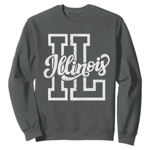 Illinois Sports Fan Sweatshirt Varsity Aesthetic IL State Pride TS11 Dark Heather Print Your Wear