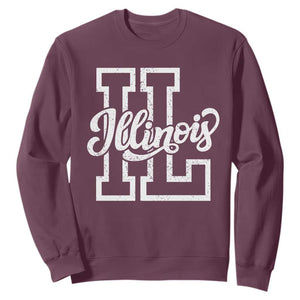 Illinois Sports Fan Sweatshirt Varsity Aesthetic IL State Pride TS11 Maroon Print Your Wear