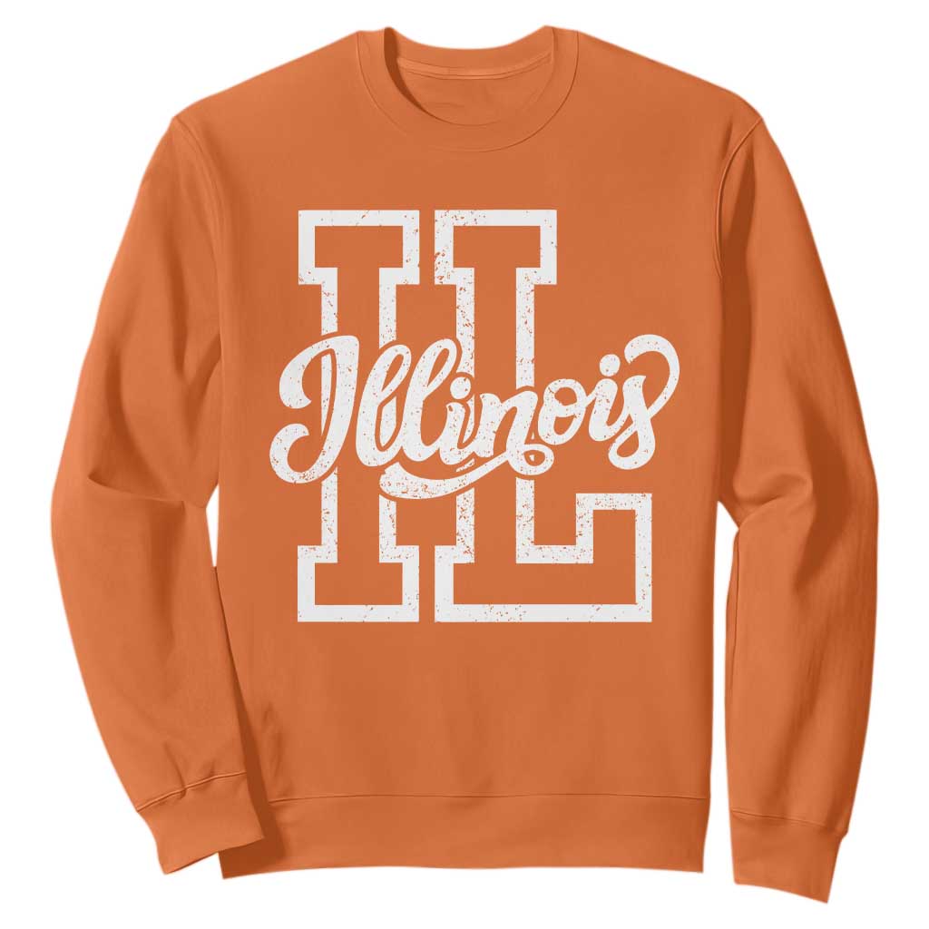 Illinois Sports Fan Sweatshirt Varsity Aesthetic IL State Pride TS11 Orange Print Your Wear