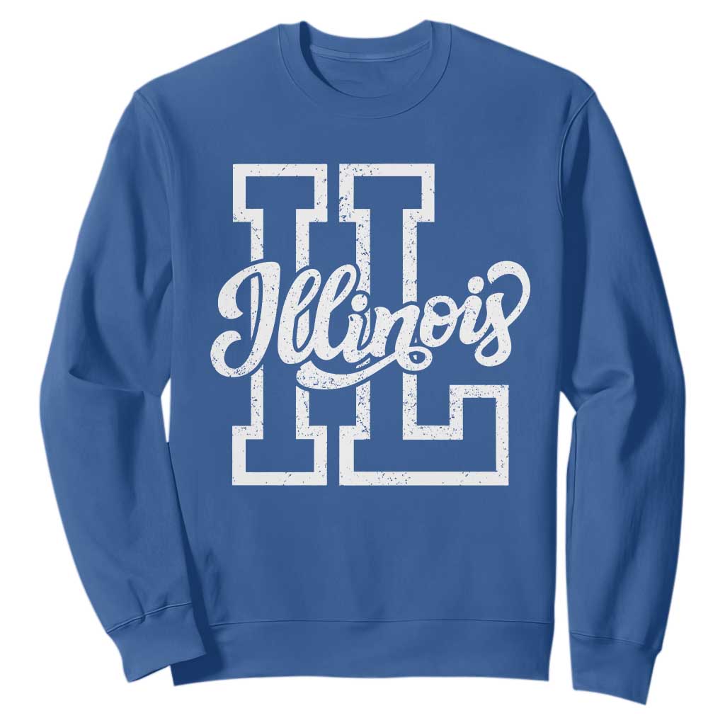 Illinois Sports Fan Sweatshirt Varsity Aesthetic IL State Pride TS11 Royal Blue Print Your Wear