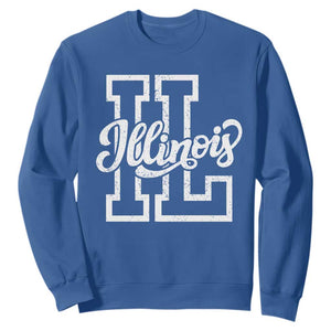 Illinois Sports Fan Sweatshirt Varsity Aesthetic IL State Pride TS11 Royal Blue Print Your Wear