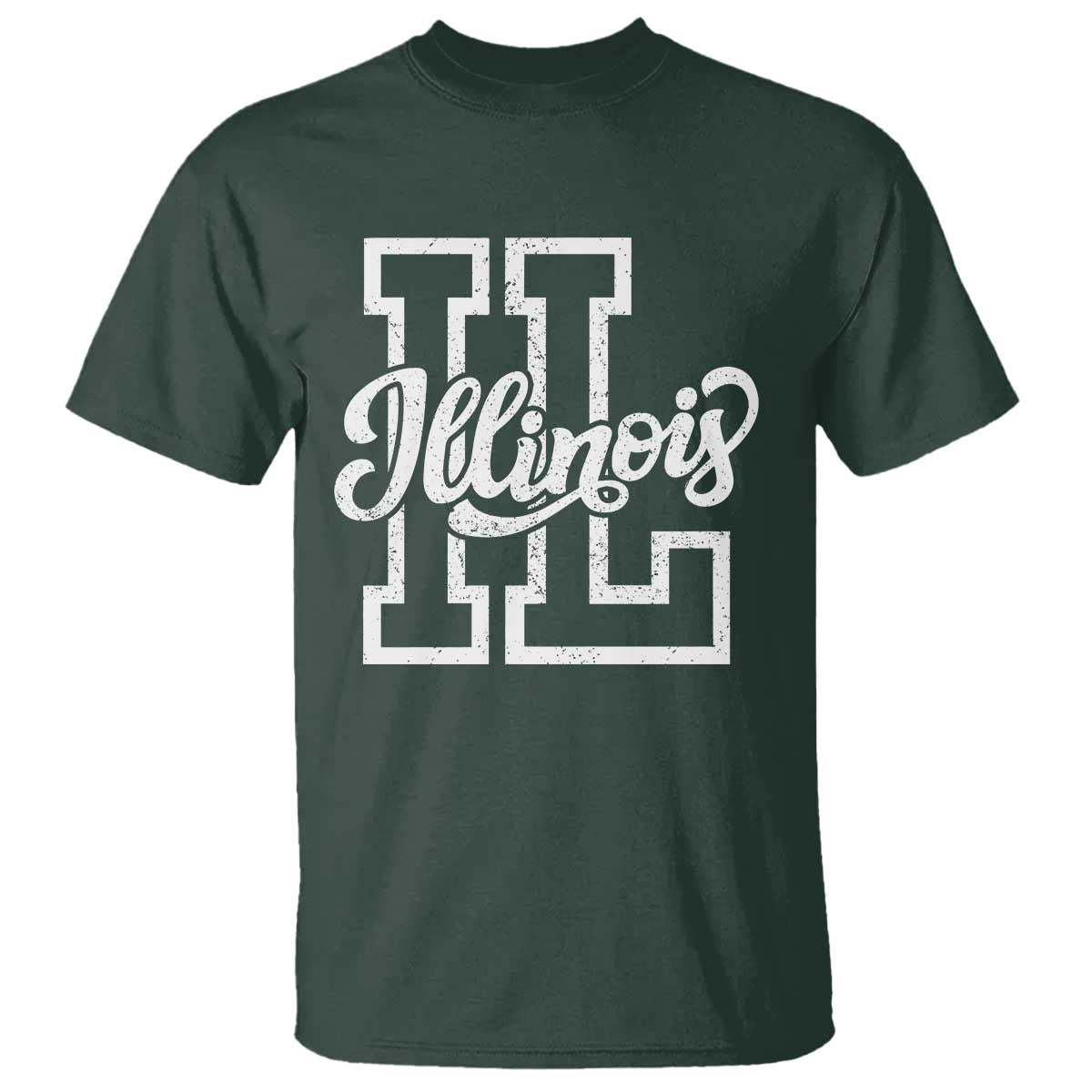 Illinois Sports Fan T Shirt Varsity Aesthetic IL State Pride TS11 Dark Forest Green Print Your Wear