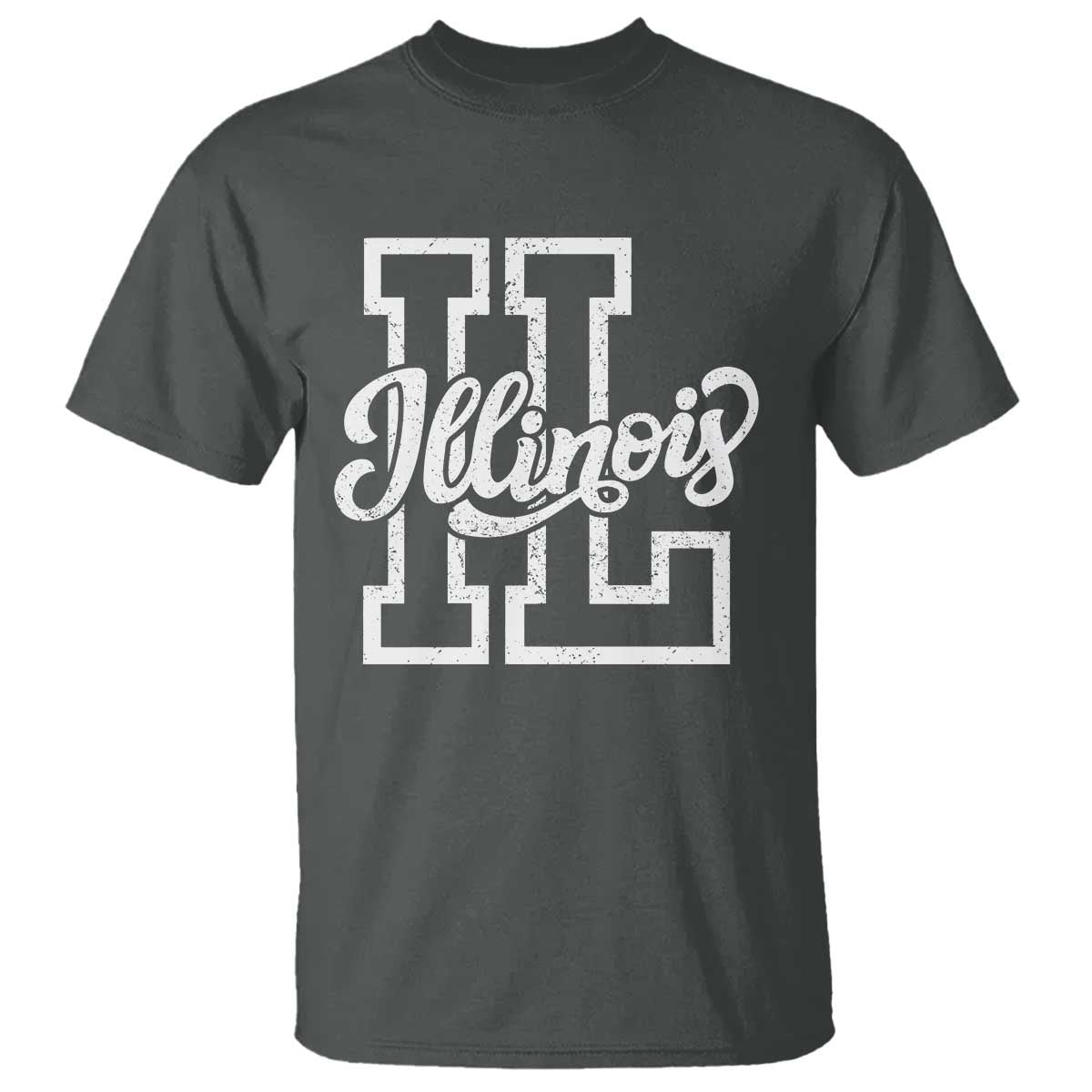 Illinois Sports Fan T Shirt Varsity Aesthetic IL State Pride TS11 Dark Heather Print Your Wear