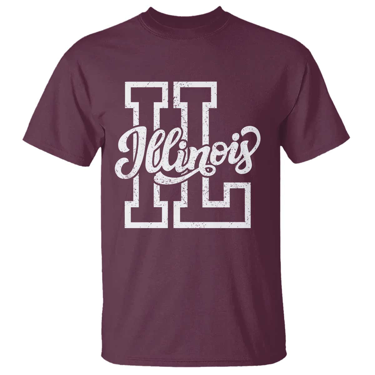 Illinois Sports Fan T Shirt Varsity Aesthetic IL State Pride TS11 Maroon Print Your Wear