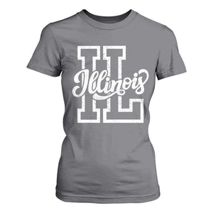 Illinois Sports Fan T Shirt For Women Varsity Aesthetic IL State Pride TS11 Charcoal Print Your Wear