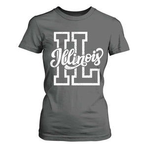 Illinois Sports Fan T Shirt For Women Varsity Aesthetic IL State Pride TS11 Dark Heather Print Your Wear