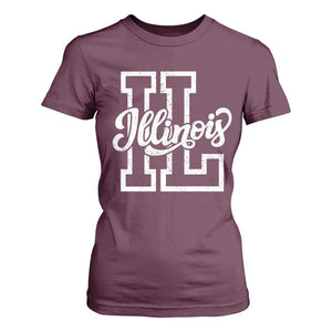 Illinois Sports Fan T Shirt For Women Varsity Aesthetic IL State Pride TS11 Maroon Print Your Wear