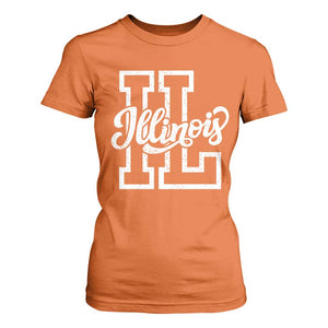 Illinois Sports Fan T Shirt For Women Varsity Aesthetic IL State Pride TS11 Orange Print Your Wear