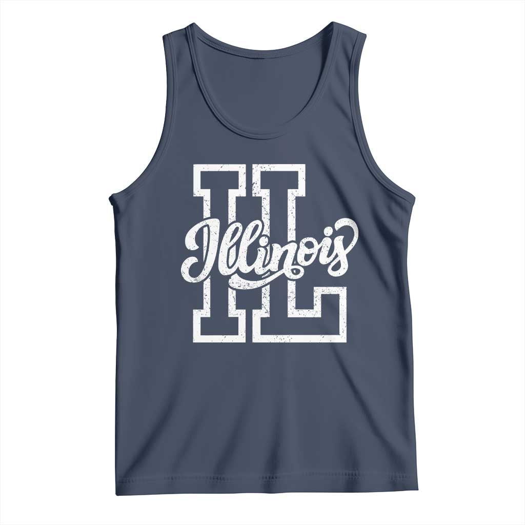 Illinois Sports Fan Tank Top Varsity Aesthetic IL State Pride TS11 Navy Print Your Wear