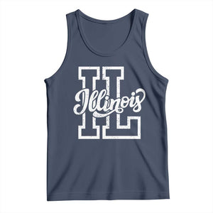 Illinois Sports Fan Tank Top Varsity Aesthetic IL State Pride TS11 Navy Print Your Wear