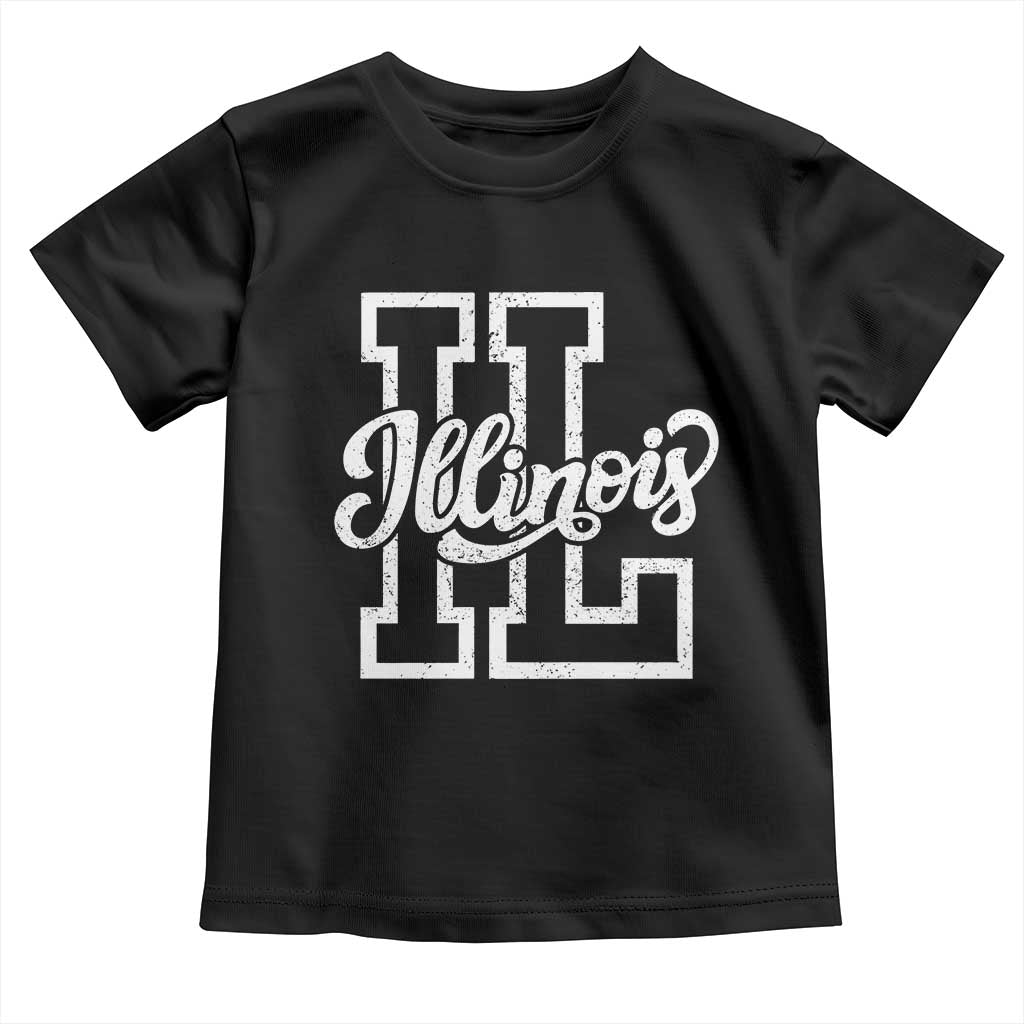 Illinois Sports Fan Toddler T Shirt Varsity Aesthetic IL State Pride TS11 Black Print Your Wear