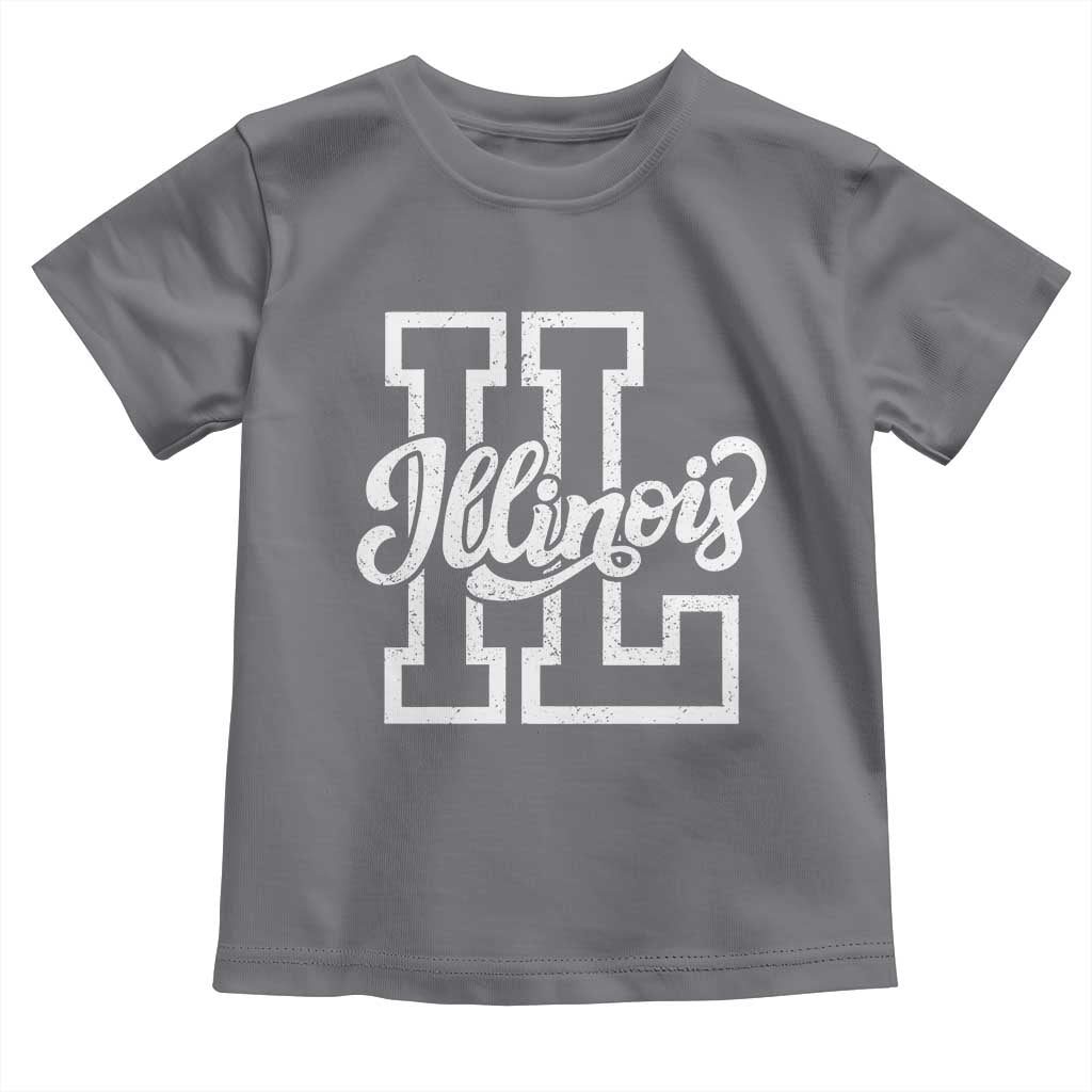 Illinois Sports Fan Toddler T Shirt Varsity Aesthetic IL State Pride TS11 Charcoal Print Your Wear