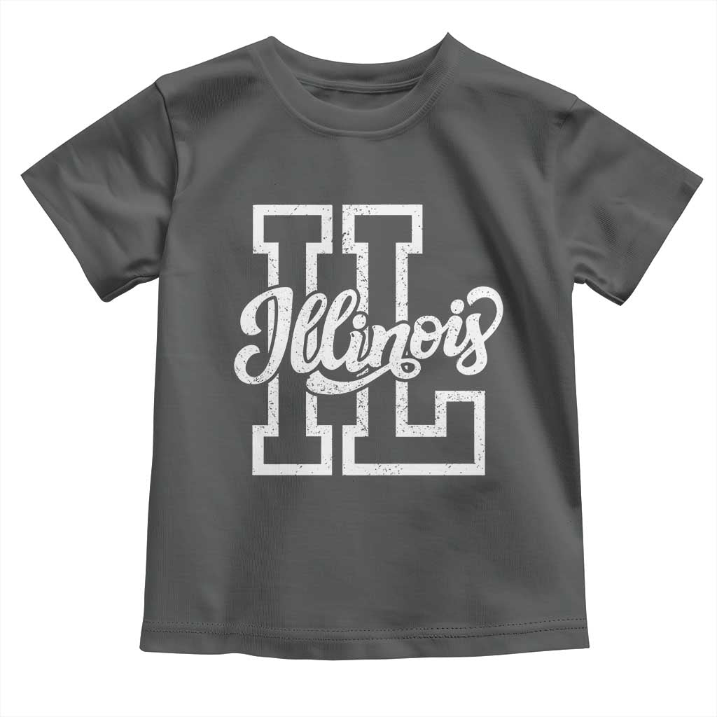 Illinois Sports Fan Toddler T Shirt Varsity Aesthetic IL State Pride TS11 Dark Heather Print Your Wear