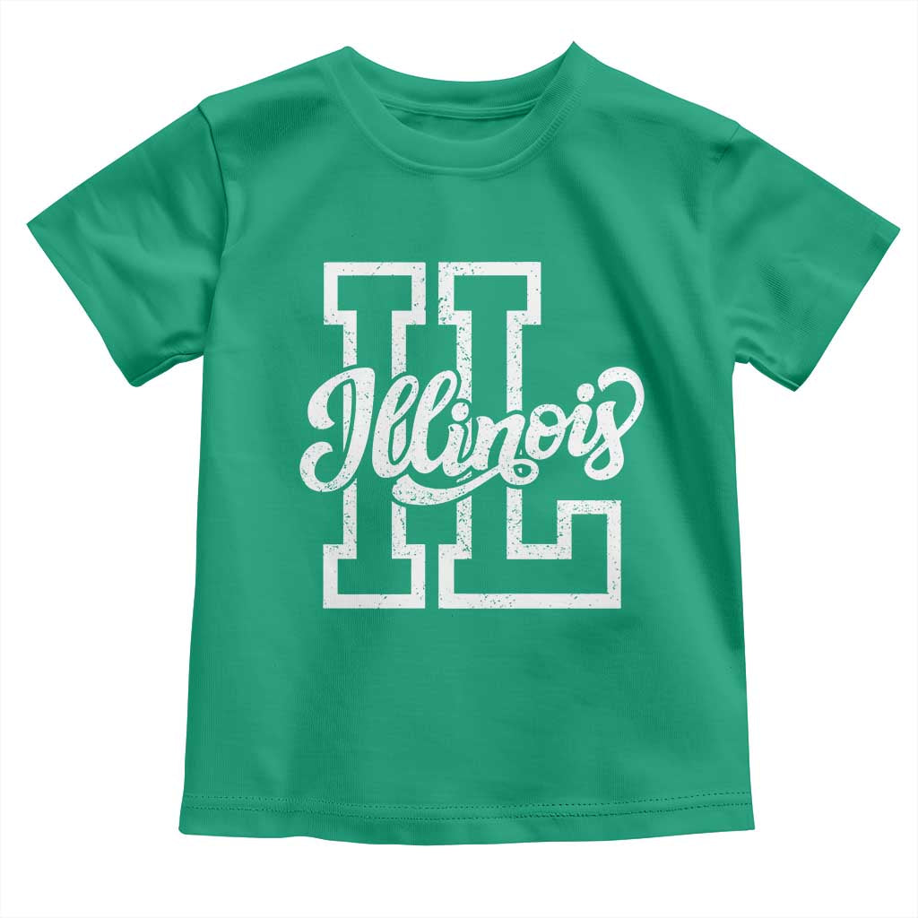 Illinois Sports Fan Toddler T Shirt Varsity Aesthetic IL State Pride TS11 Irish Green Print Your Wear
