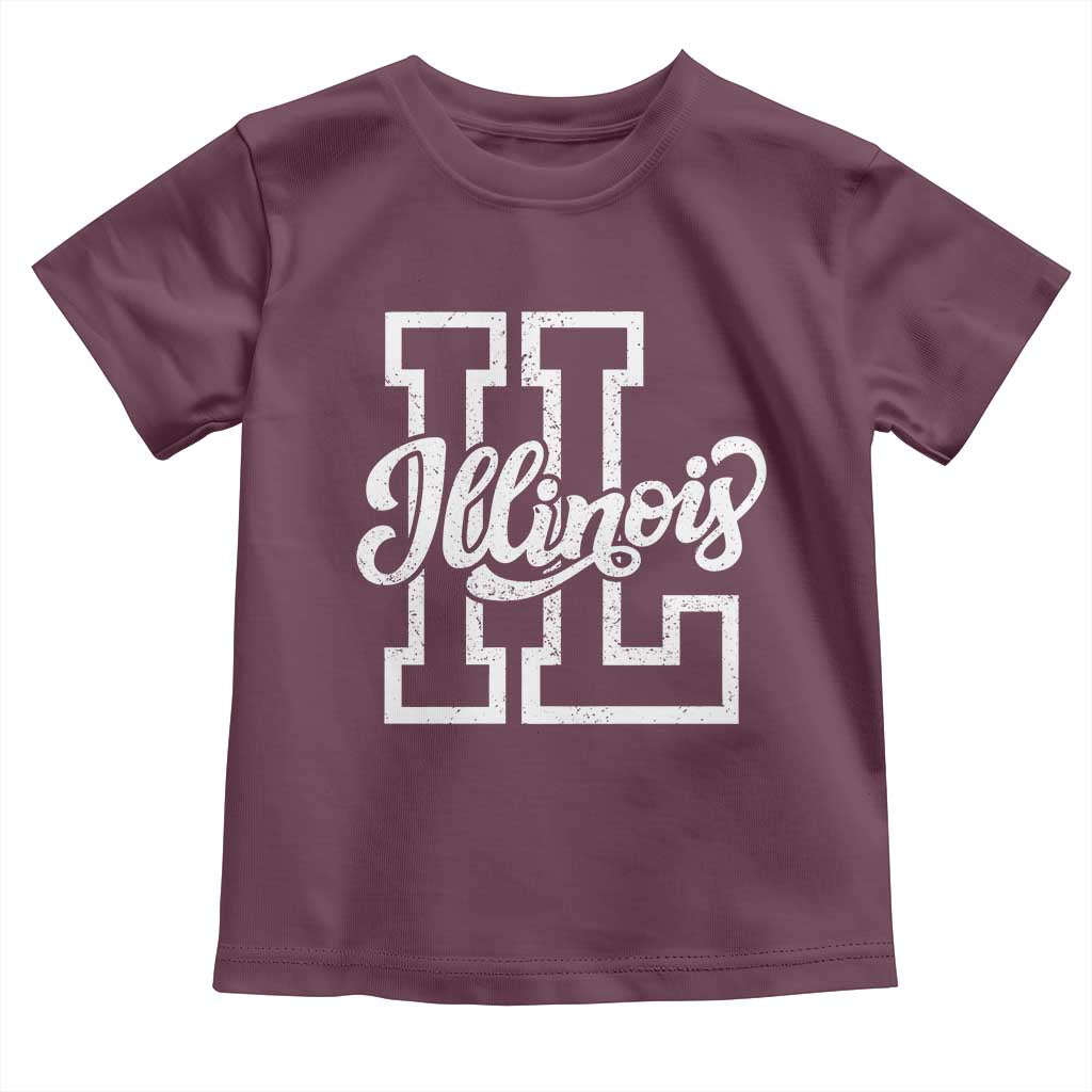 Illinois Sports Fan Toddler T Shirt Varsity Aesthetic IL State Pride TS11 Maroon Print Your Wear
