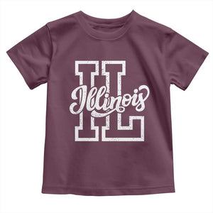 Illinois Sports Fan Toddler T Shirt Varsity Aesthetic IL State Pride TS11 Maroon Print Your Wear