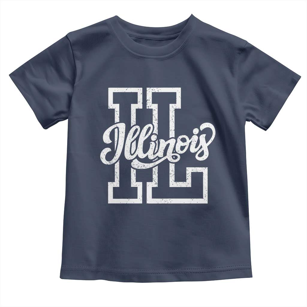 Illinois Sports Fan Toddler T Shirt Varsity Aesthetic IL State Pride TS11 Navy Print Your Wear