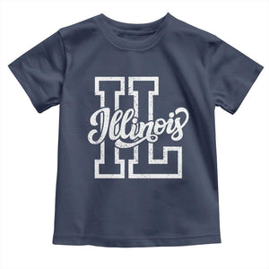 Illinois Sports Fan Toddler T Shirt Varsity Aesthetic IL State Pride TS11 Navy Print Your Wear