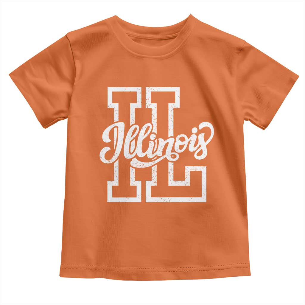 Illinois Sports Fan Toddler T Shirt Varsity Aesthetic IL State Pride TS11 Orange Print Your Wear