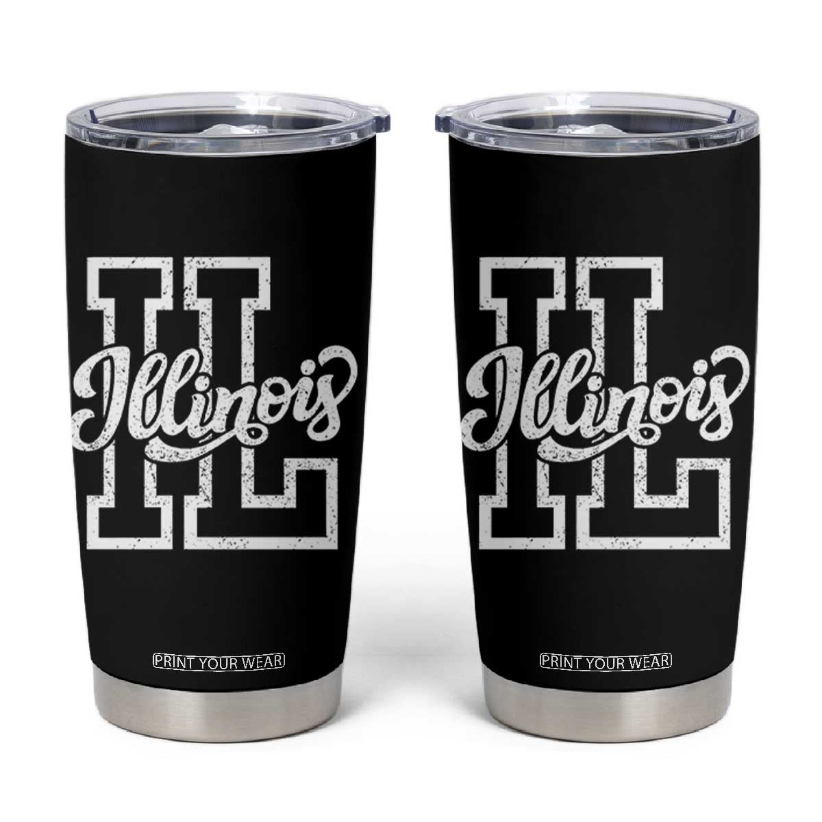 Illinois Sports Fan Tumbler Cup Varsity Aesthetic IL State Pride TS11 Black Print Your Wear
