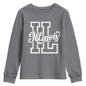 Illinois Sports Fan Youth Sweatshirt Varsity Aesthetic IL State Pride TS11 Charcoal Print Your Wear