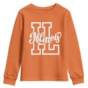 Illinois Sports Fan Youth Sweatshirt Varsity Aesthetic IL State Pride TS11 Orange Print Your Wear