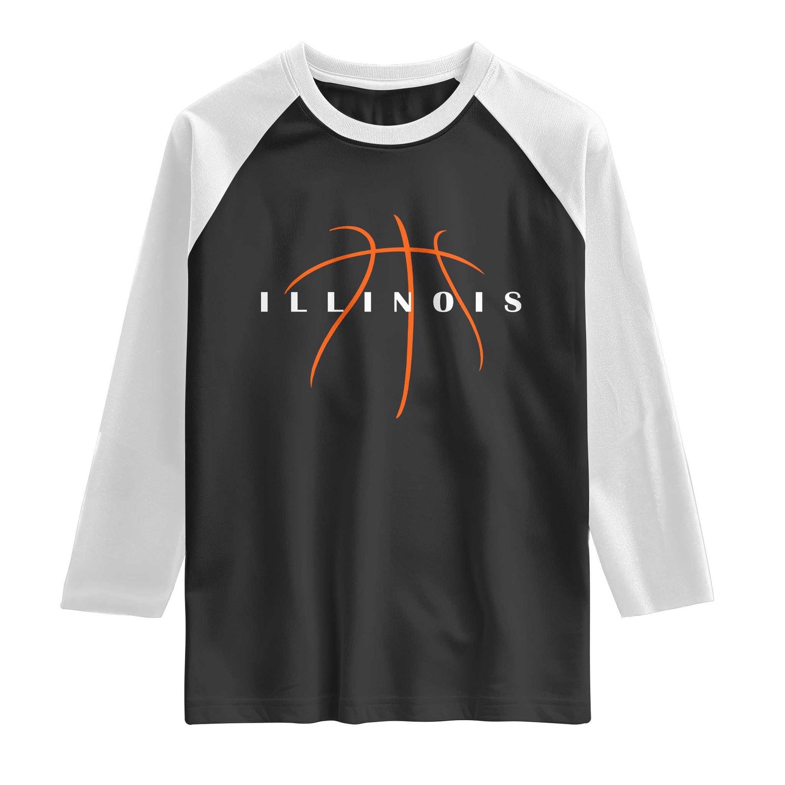 Illinois Fan Basketball Grooves Graphic IL State Raglan Shirt TS11 Black White Print Your Wear