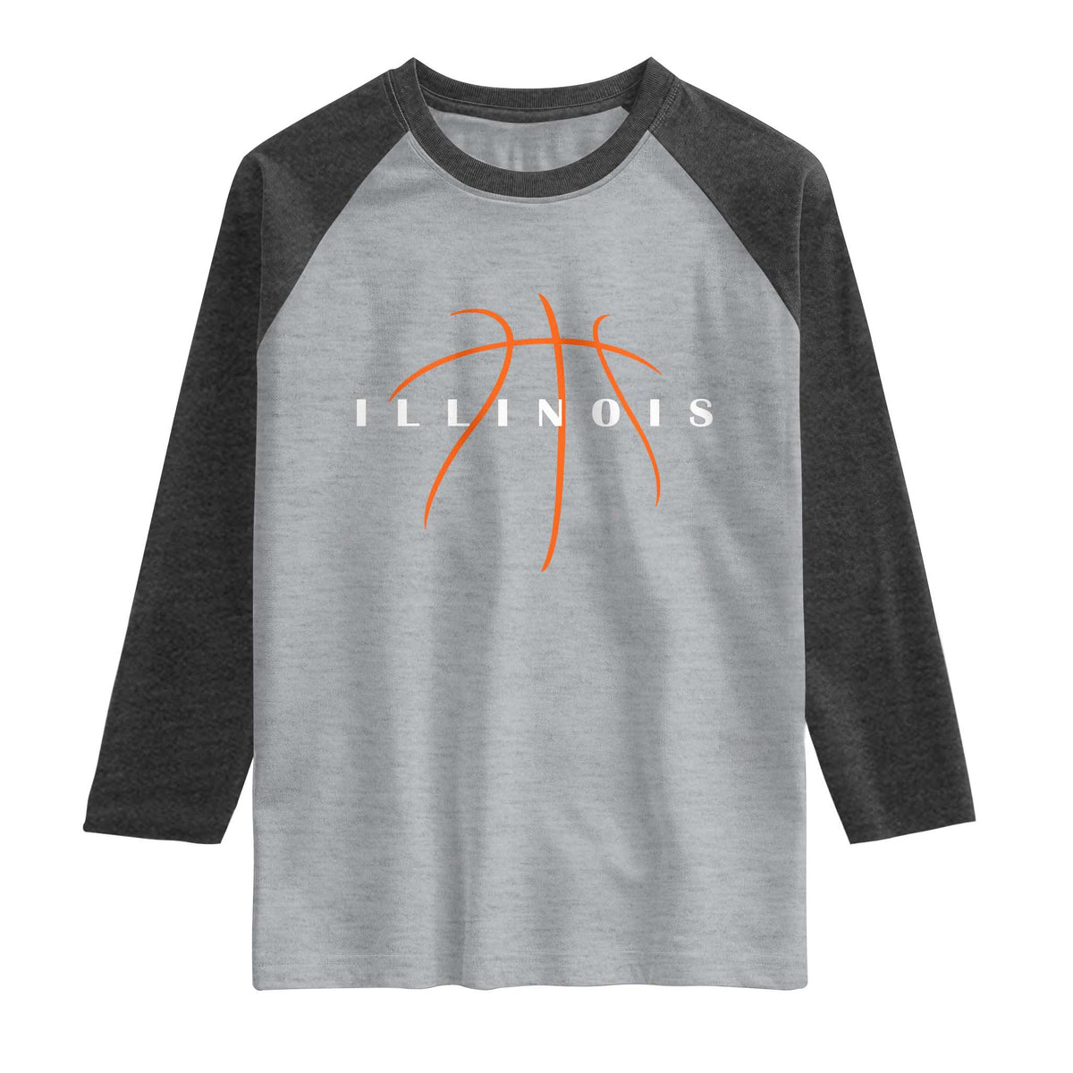 Illinois Fan Basketball Grooves Graphic IL State Raglan Shirt TS11 Heather Gray Heather Charcoal Print Your Wear