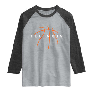 Illinois Fan Basketball Grooves Graphic IL State Raglan Shirt TS11 Heather Gray Heather Charcoal Print Your Wear