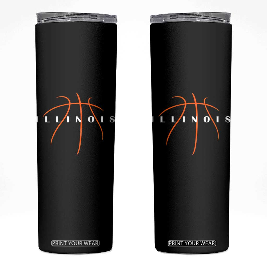 Illinois Fan Basketball Grooves Graphic IL State Skinny Tumbler TS11 Black Print Your Wear