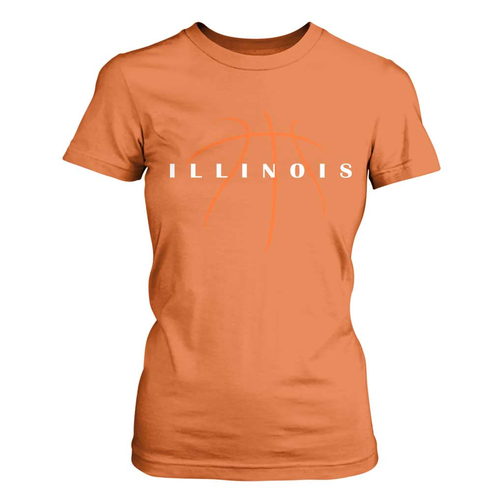 Illinois Fan Basketball Grooves Graphic IL State T Shirt For Women TS11 Orange Print Your Wear