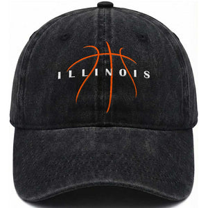 Illinois Fan Basketball Grooves Graphic IL State Washed Cotton Baseball Cap TS11 Print Your Wear