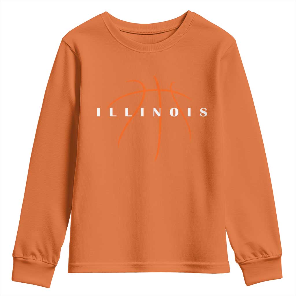 Illinois Fan Basketball Grooves Graphic IL State Youth Sweatshirt TS11 Orange Print Your Wear