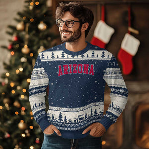Arizona Sports Fan Vintage Bold Throwback AZ State Ugly Christmas Sweater TS11 Navy Beige Print Your Wear