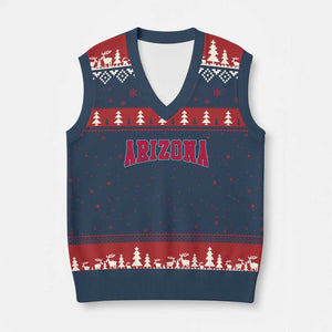 Arizona Sports Fan Vintage Bold Throwback AZ State V-Neck Knit Sweater Vest TS11 Navy Red Print Your Wear