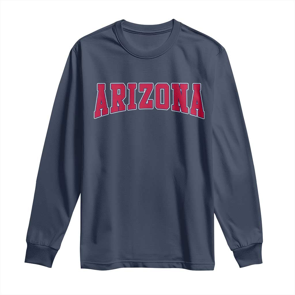 Arizona Sports Fan Vintage Bold Throwback AZ State Long Sleeve Shirt TS11 Navy Print Your Wear