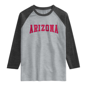 Arizona Sports Fan Vintage Bold Throwback AZ State Raglan Shirt TS11 Heather Gray Heather Charcoal Print Your Wear
