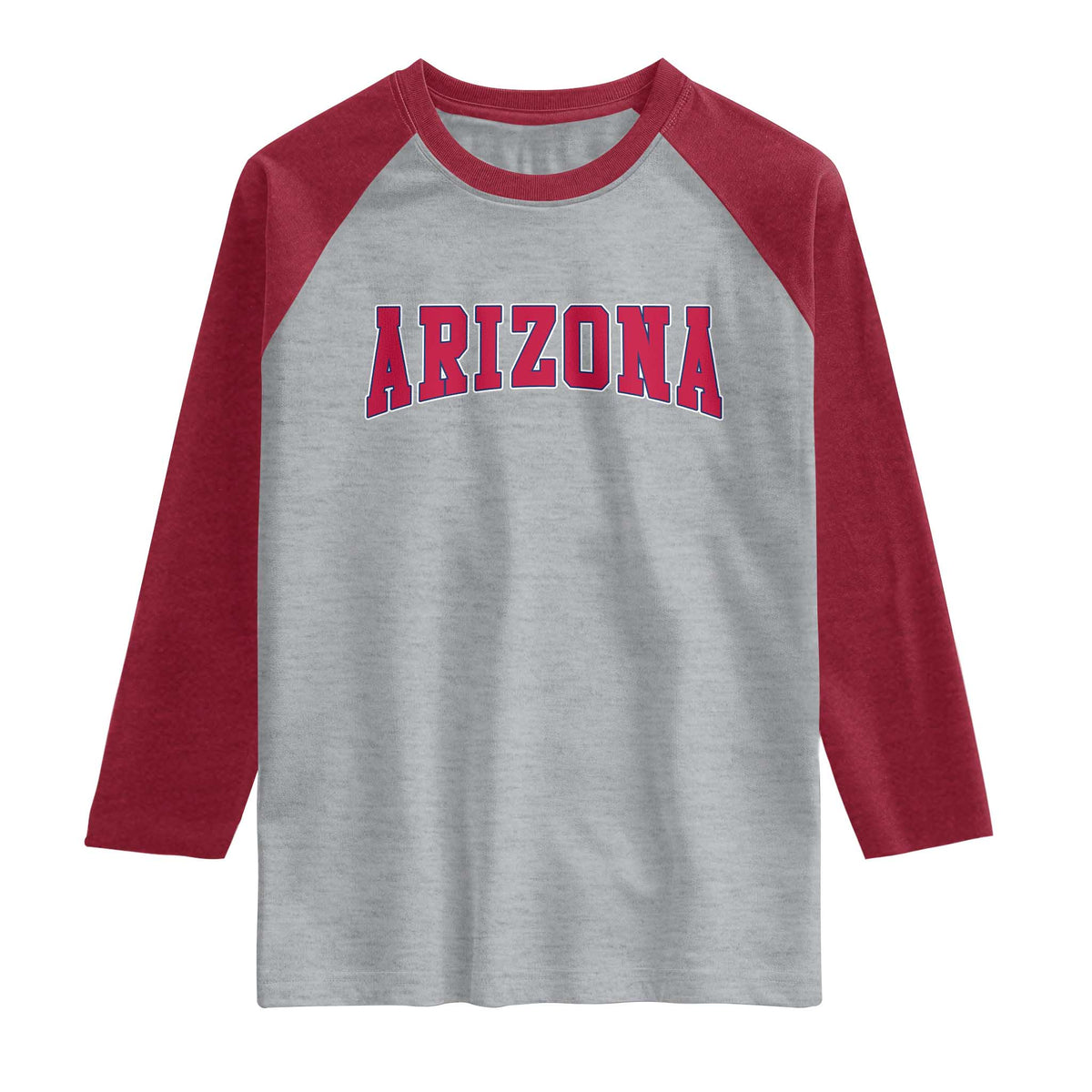 Arizona Sports Fan Vintage Bold Throwback AZ State Raglan Shirt TS11 Heather Gray Heather Red Print Your Wear