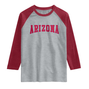 Arizona Sports Fan Vintage Bold Throwback AZ State Raglan Shirt TS11 Heather Gray Heather Red Print Your Wear
