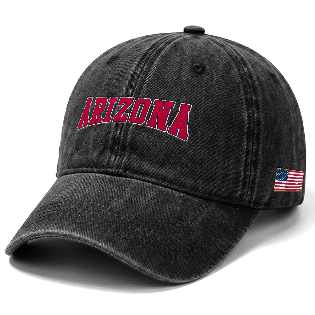 Arizona Sports Fan Vintage Bold Throwback AZ State Washed Cotton Baseball Cap TS11 Print Your Wear