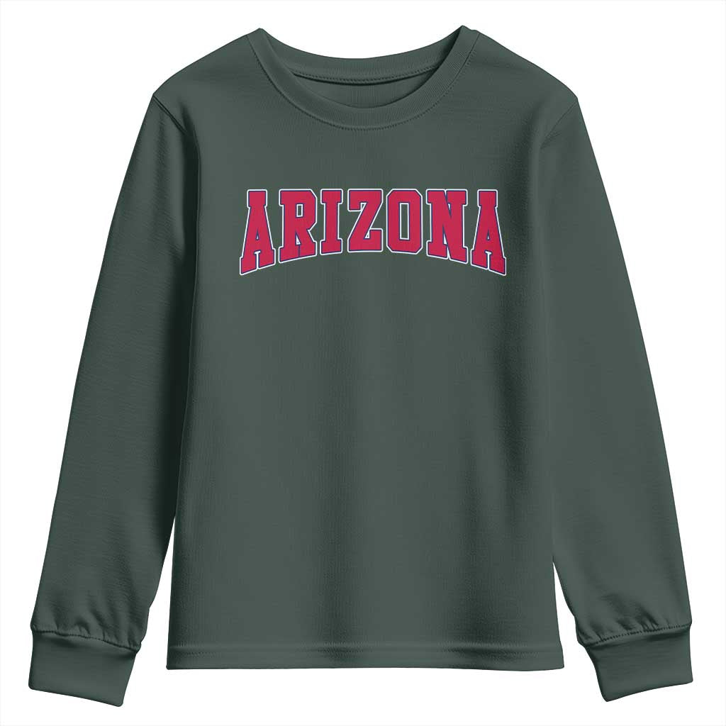 Arizona Sports Fan Vintage Bold Throwback AZ State Youth Sweatshirt TS11 Dark Forest Green Print Your Wear